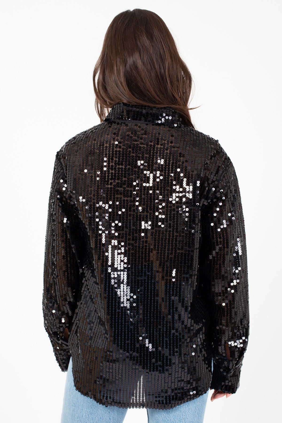 Starlite Collared Sequin Blouse
