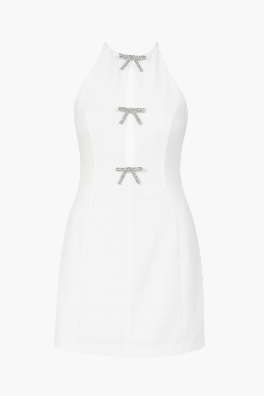 Shadow Star Jewel Bow Halter Mini Dress