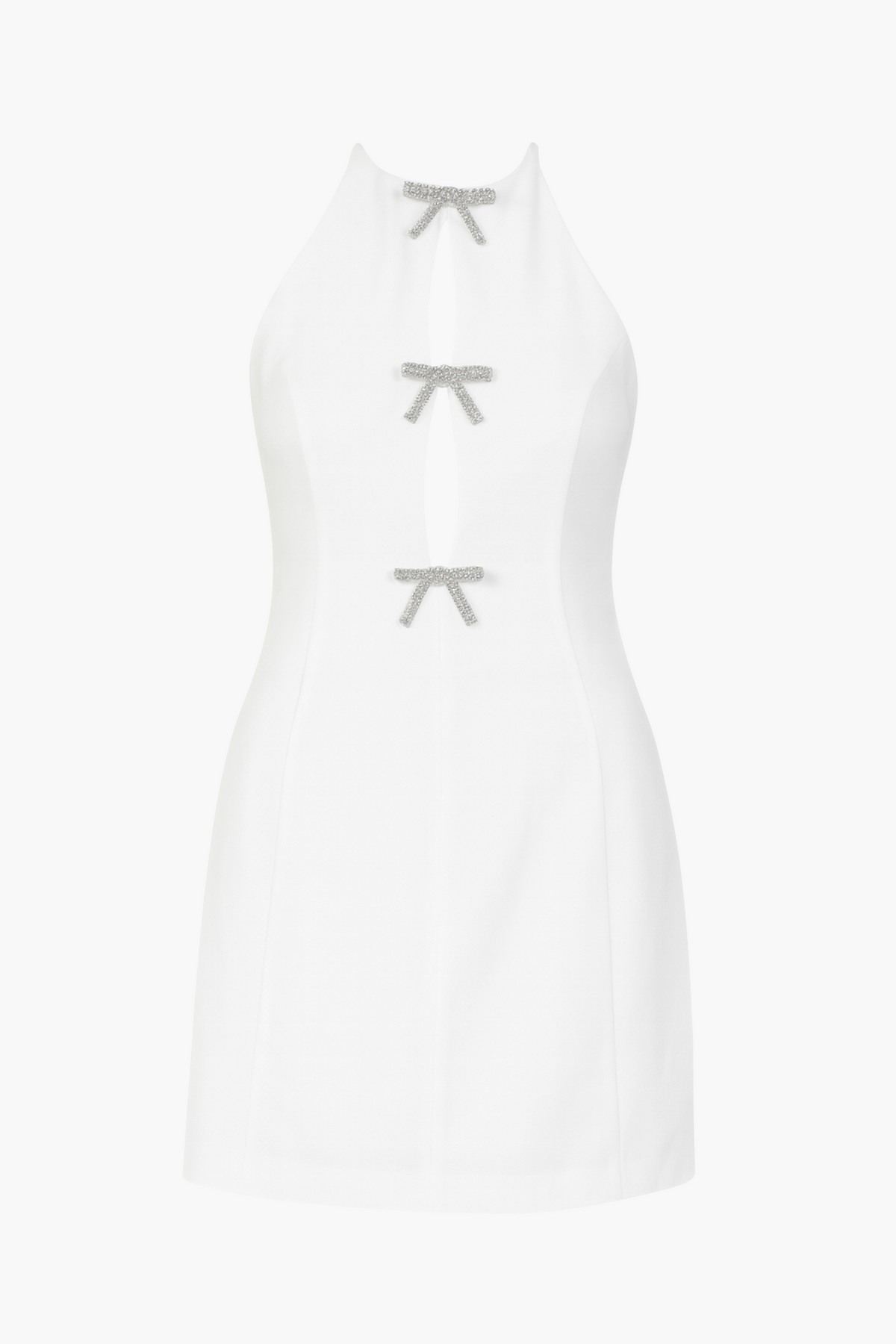 Shadow Star Jewel Bow Halter Mini Dress