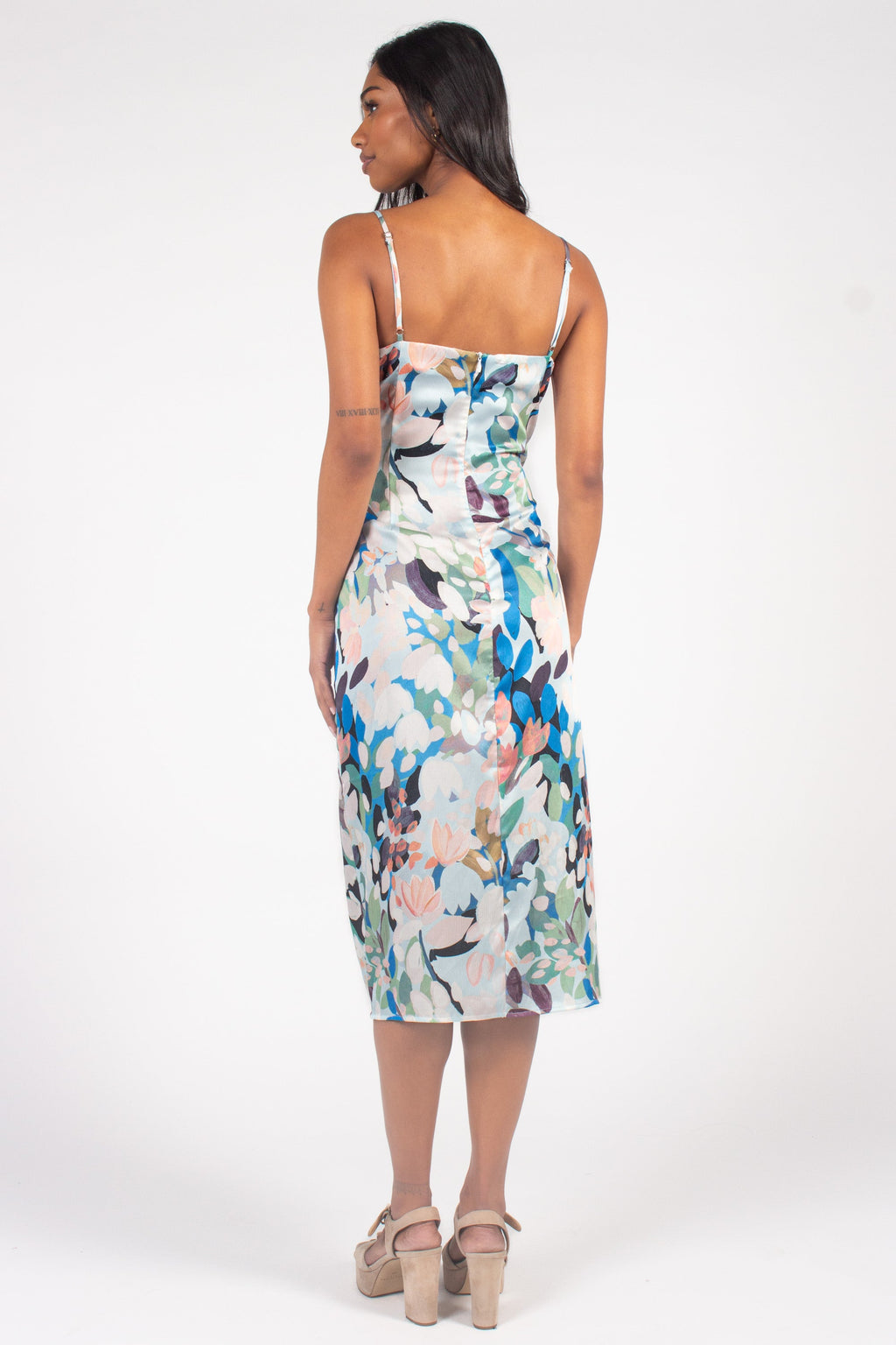 Emily Floral Print Midi Slip Dress