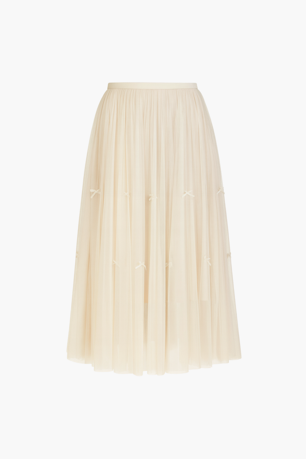 Isabeau Bow Pleated Mesh Maxi Skirt
