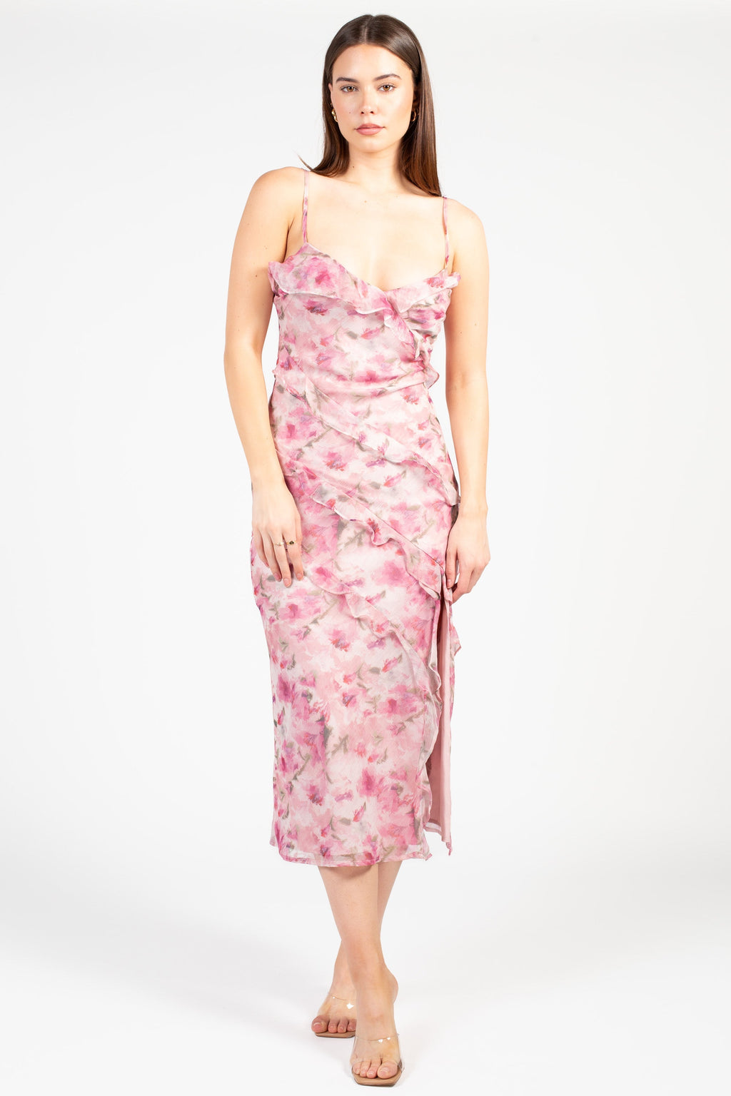 Maribelle Floral Ruffle Midi Dress