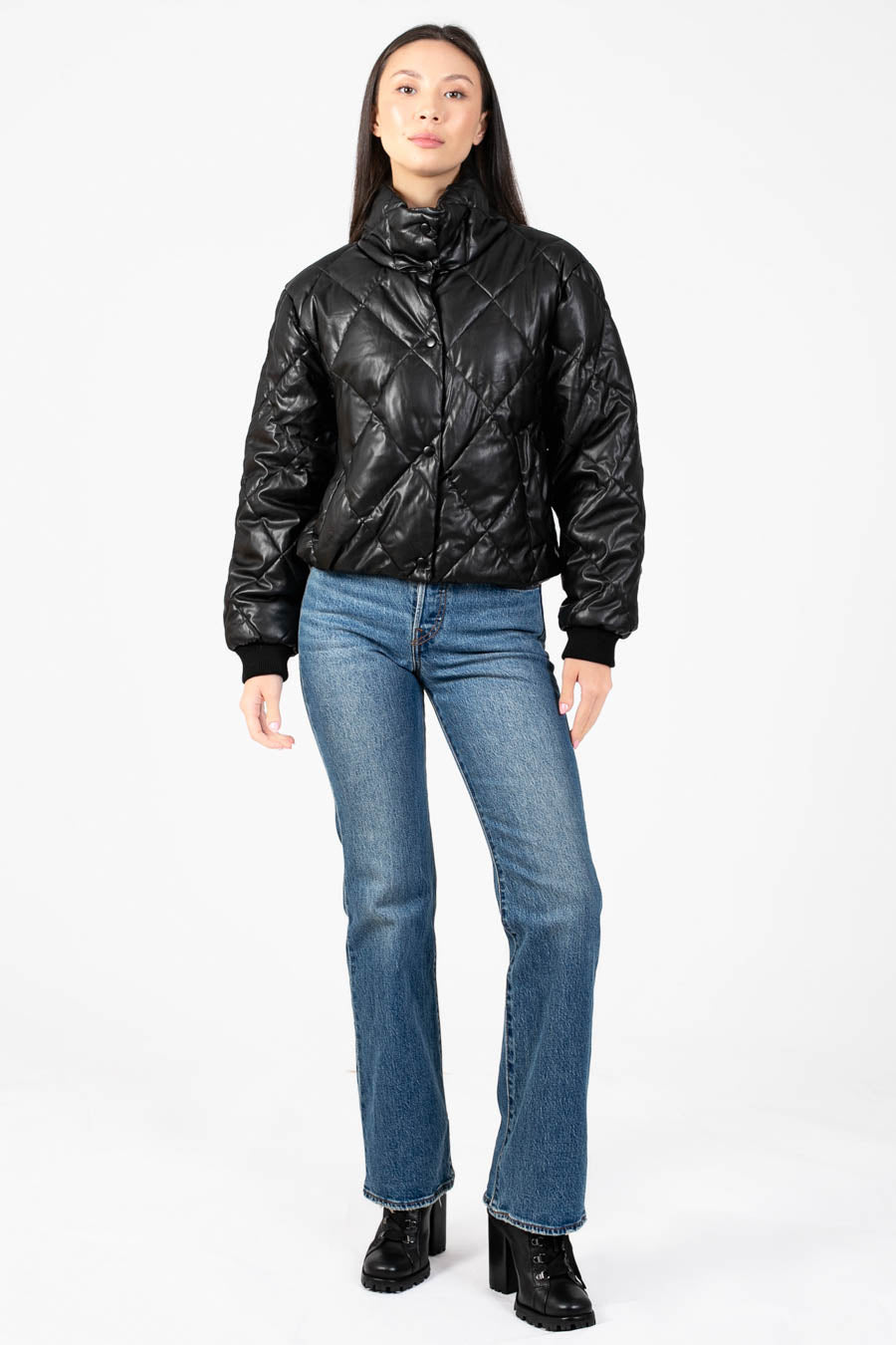 Raven Quilted Faux Leather Jacket