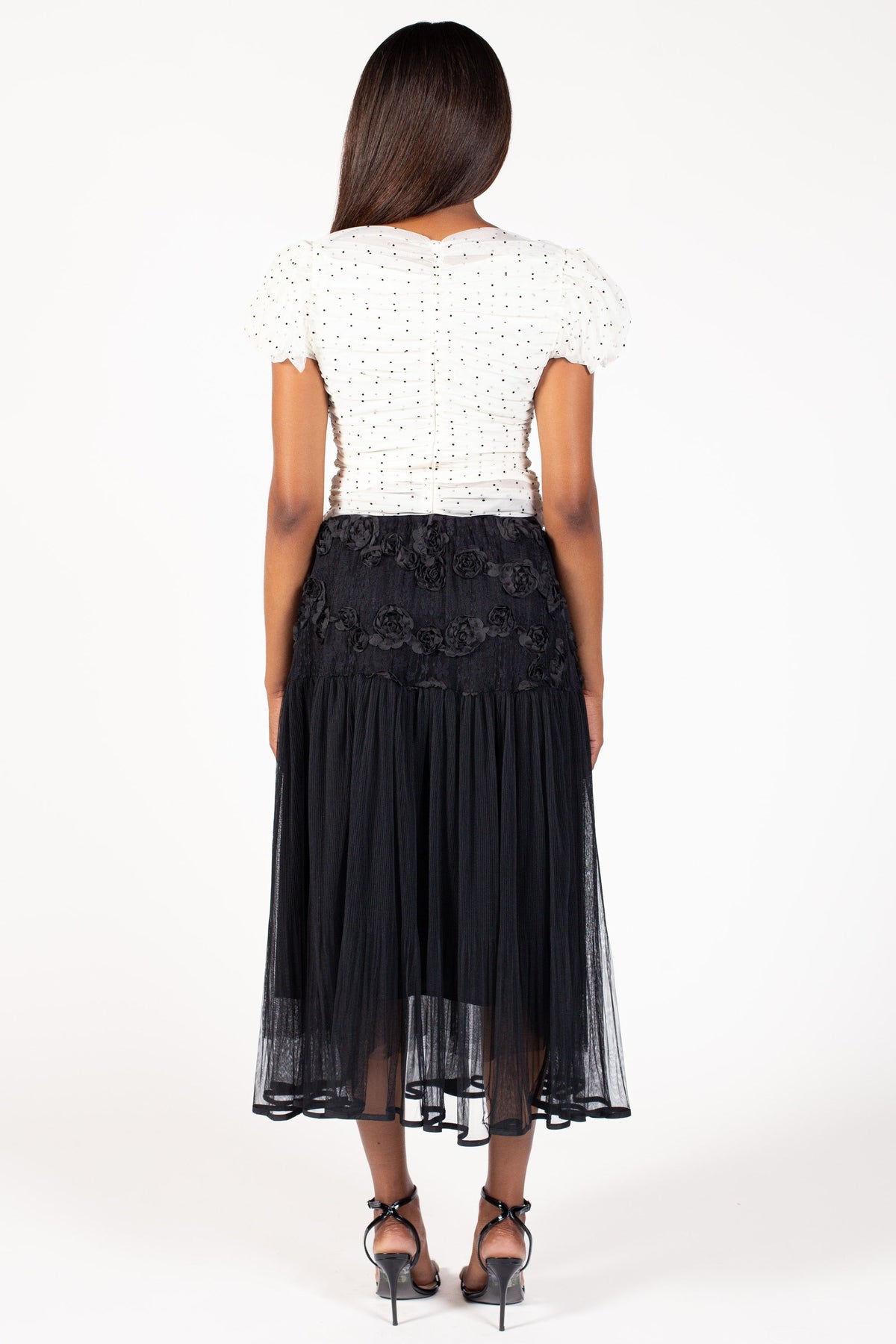 Arlo Floral Embellished Tulle Midi Skirt
