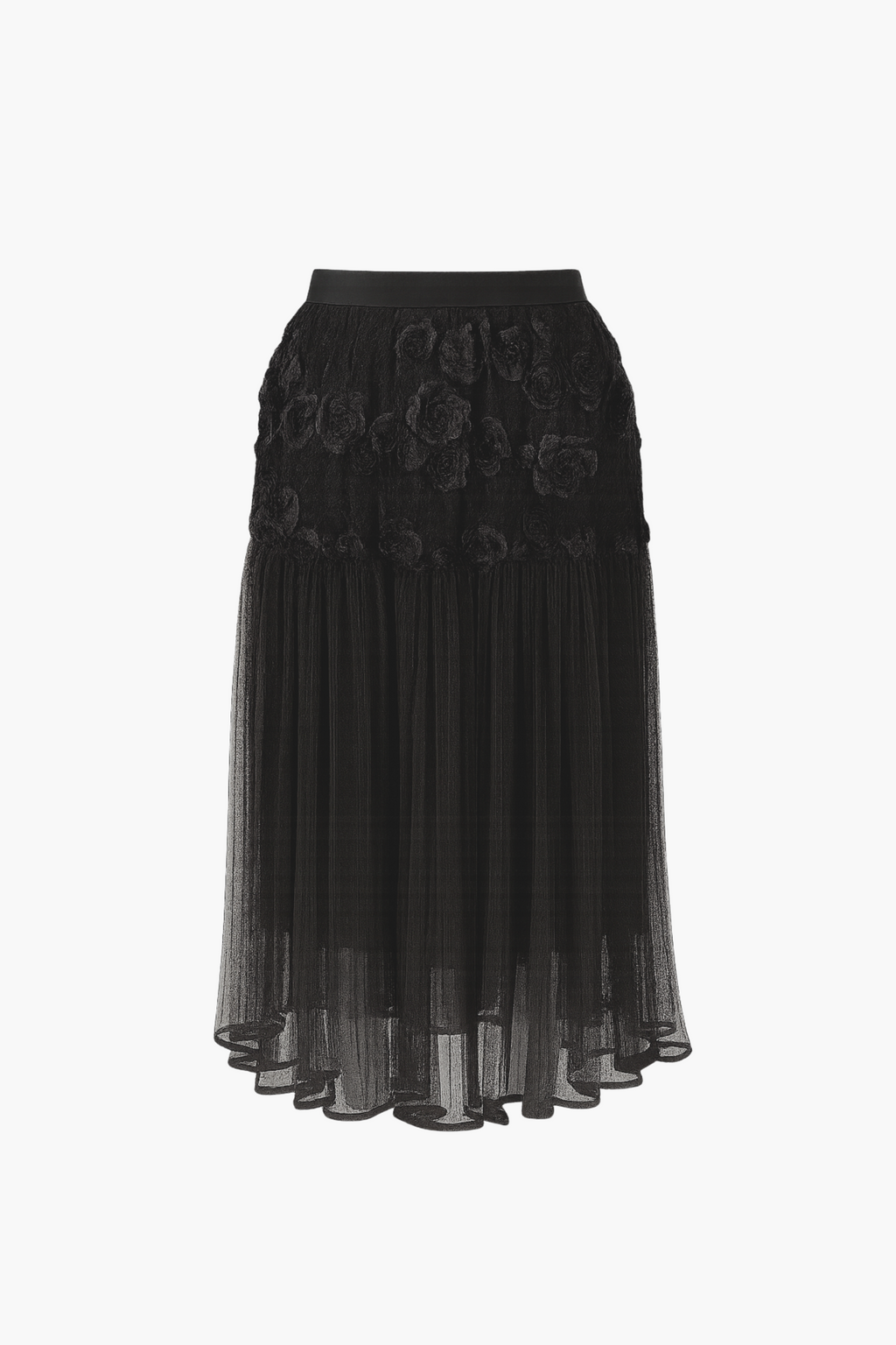 Arlo Floral Embellished Tulle Midi Skirt
