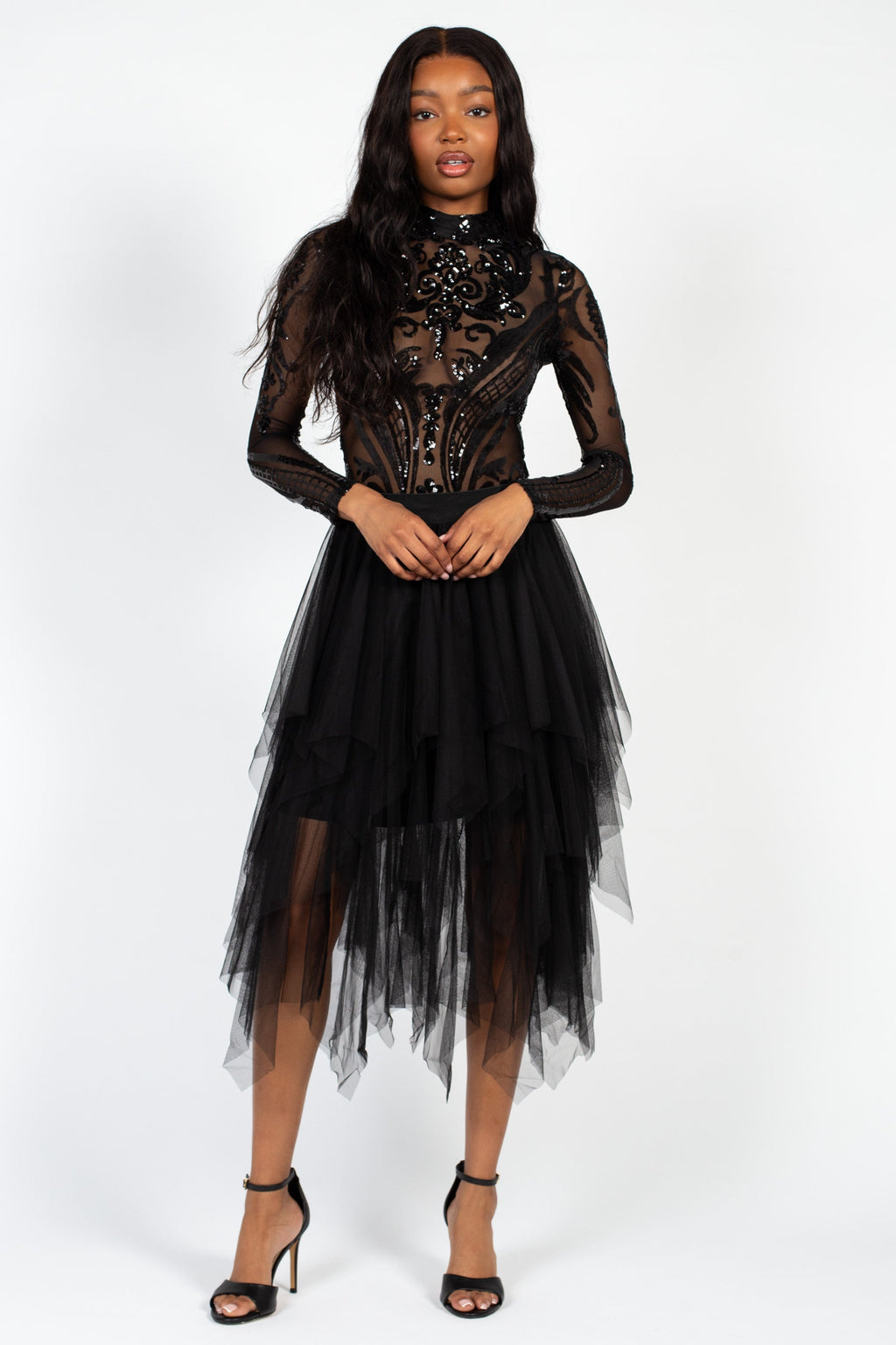 Starstruck Embellished Sequin Mesh Bodysuit