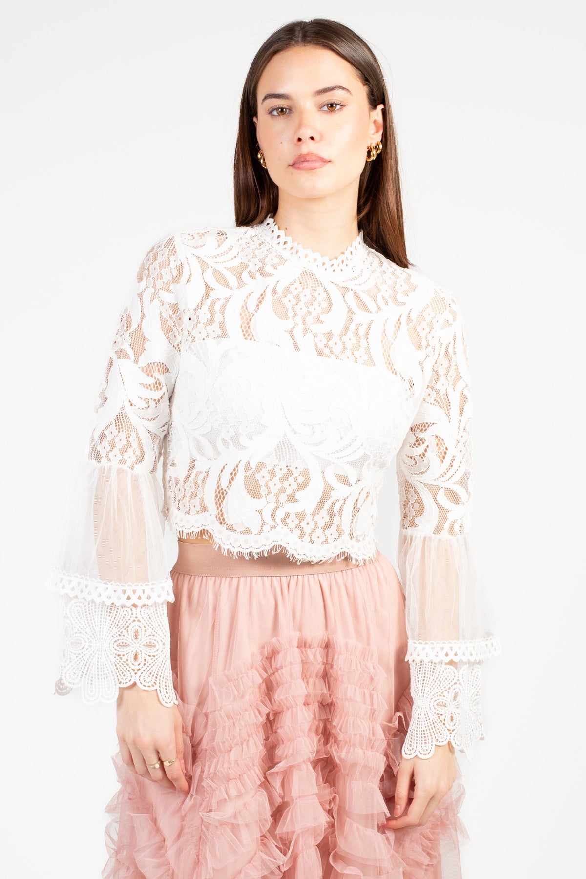 Addison Lace Bell Sleeve Blouse