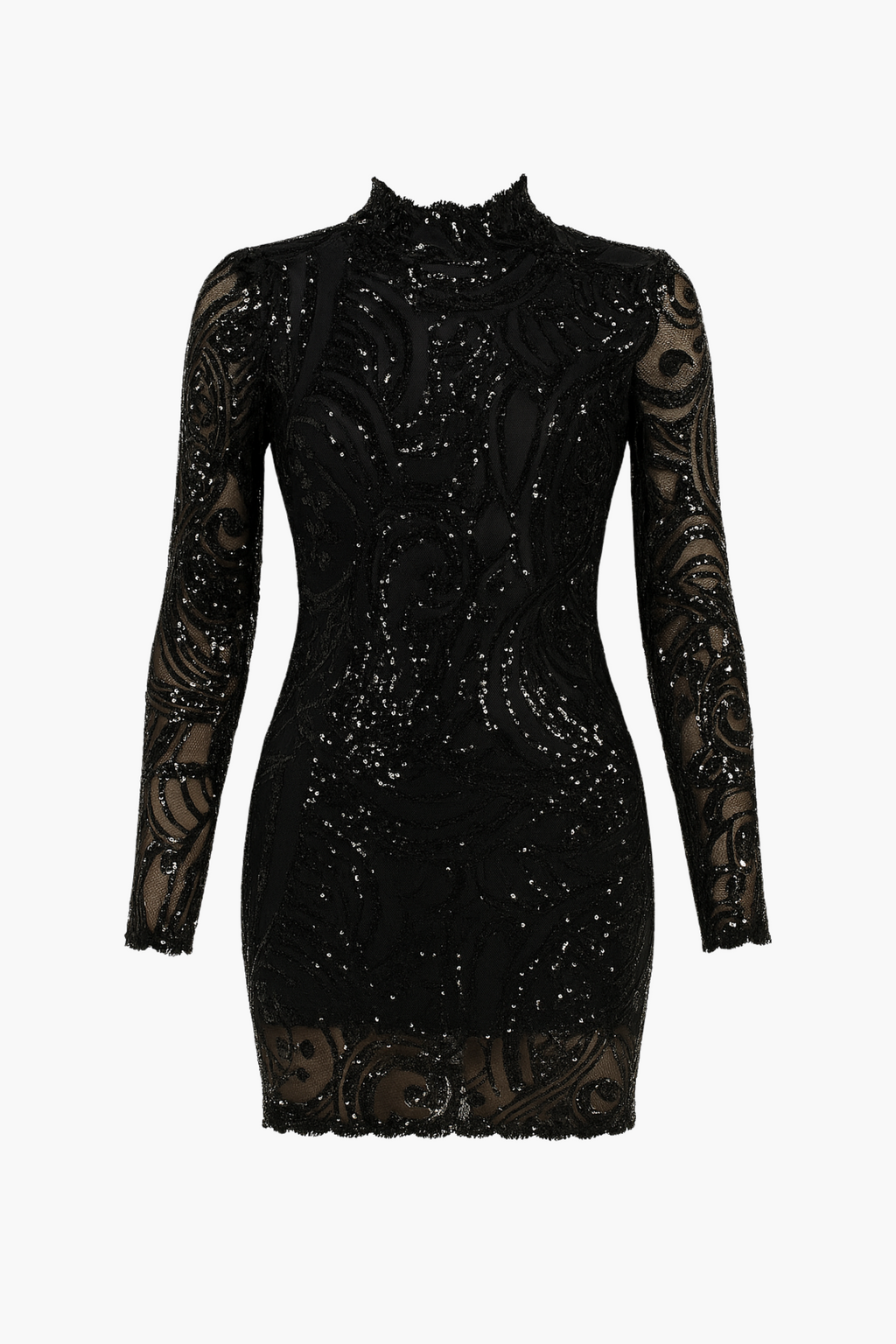 Valerie Mock Neck Sequin Mini Dress