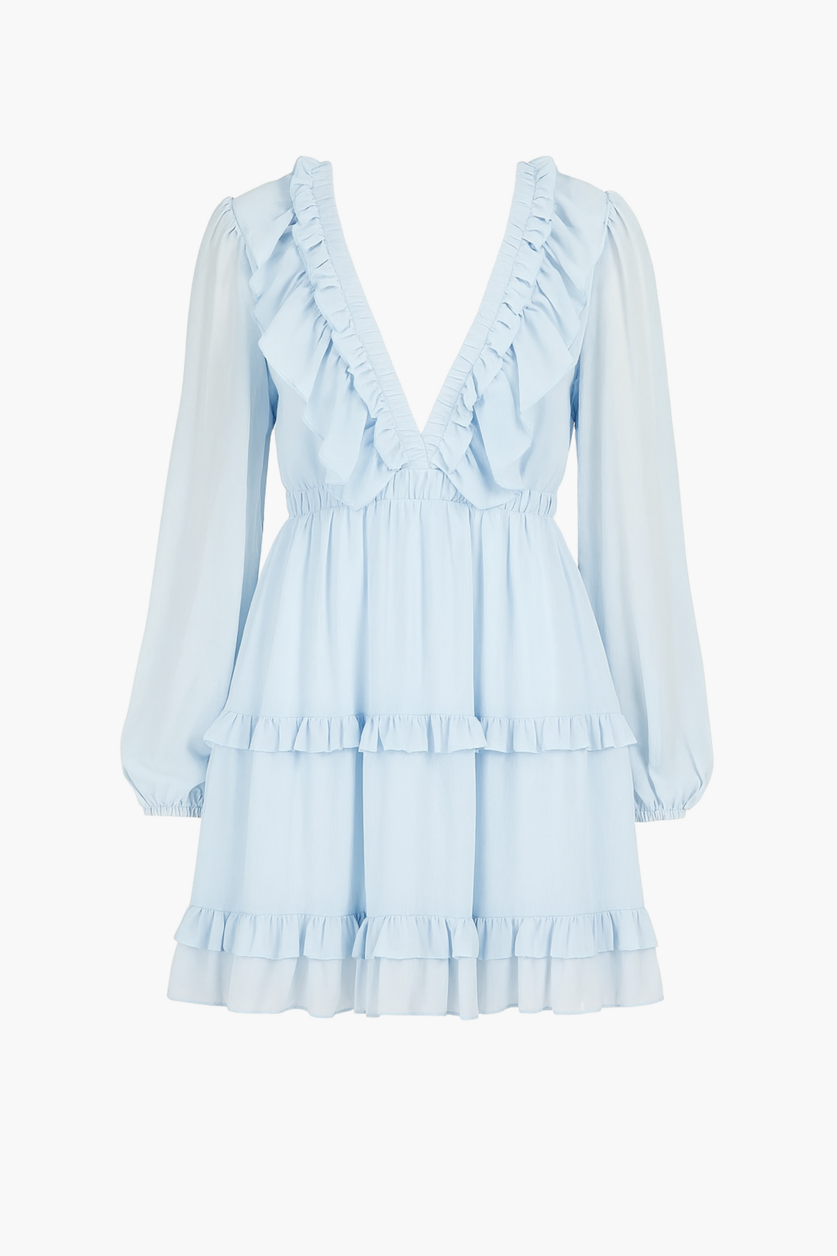 Flirty Ruffle Trim Open Back Mini Dress