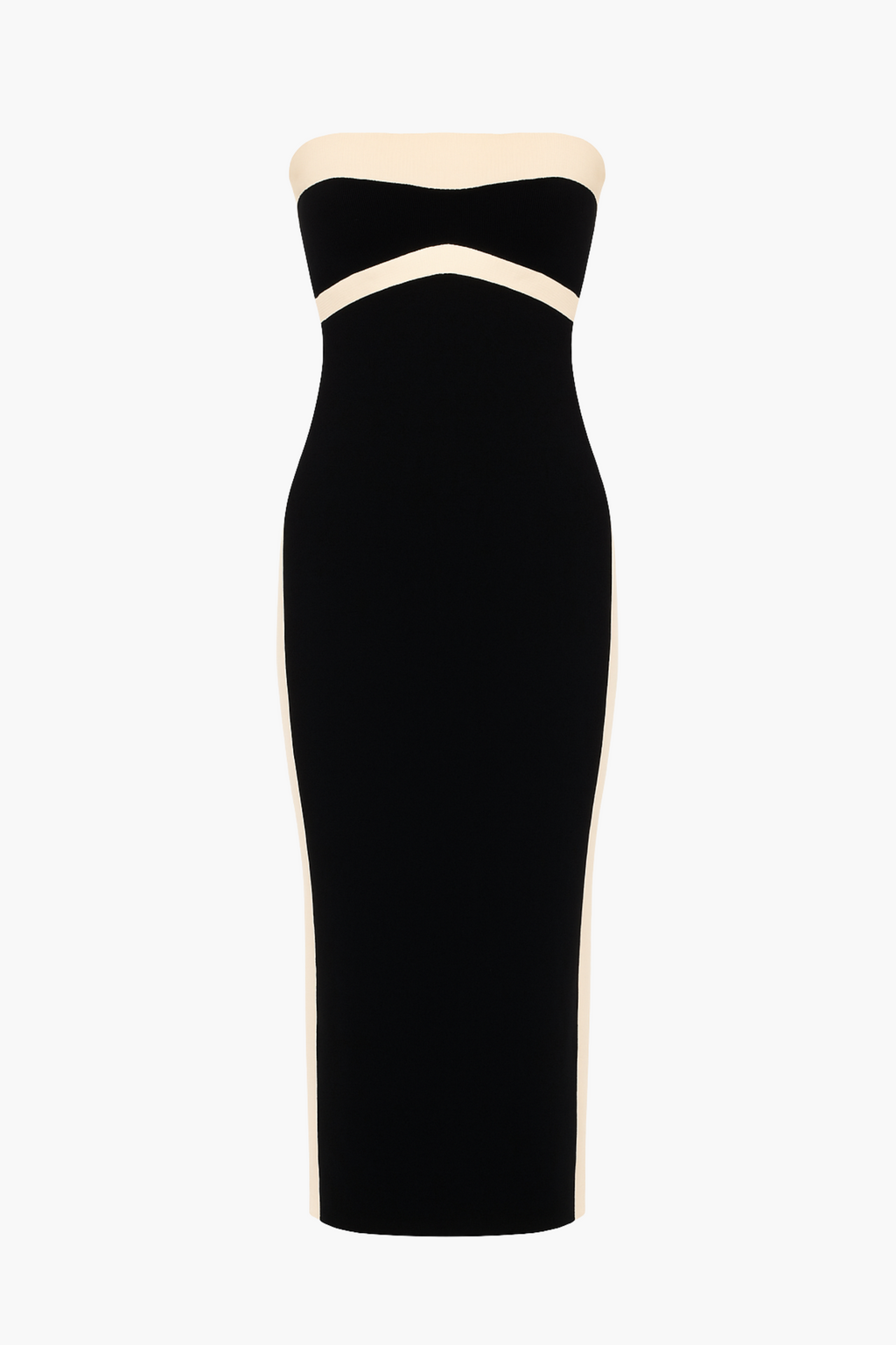 Isadora Strapless Knit Contrast Midi Dress