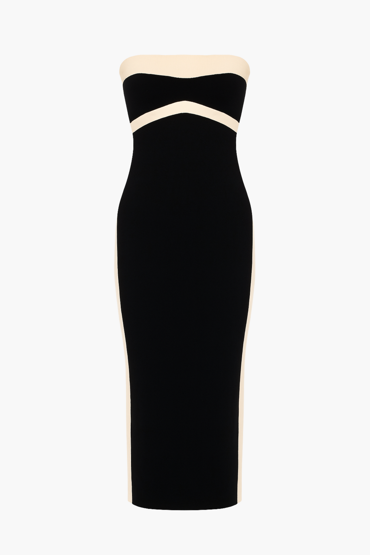 Isadora Strapless Knit Contrast Midi Dress