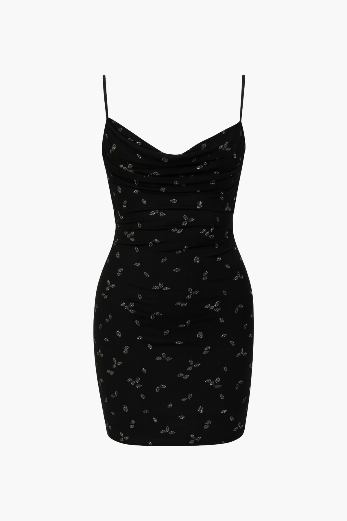 Aura Ruched Mesh Metallic Mini Dress