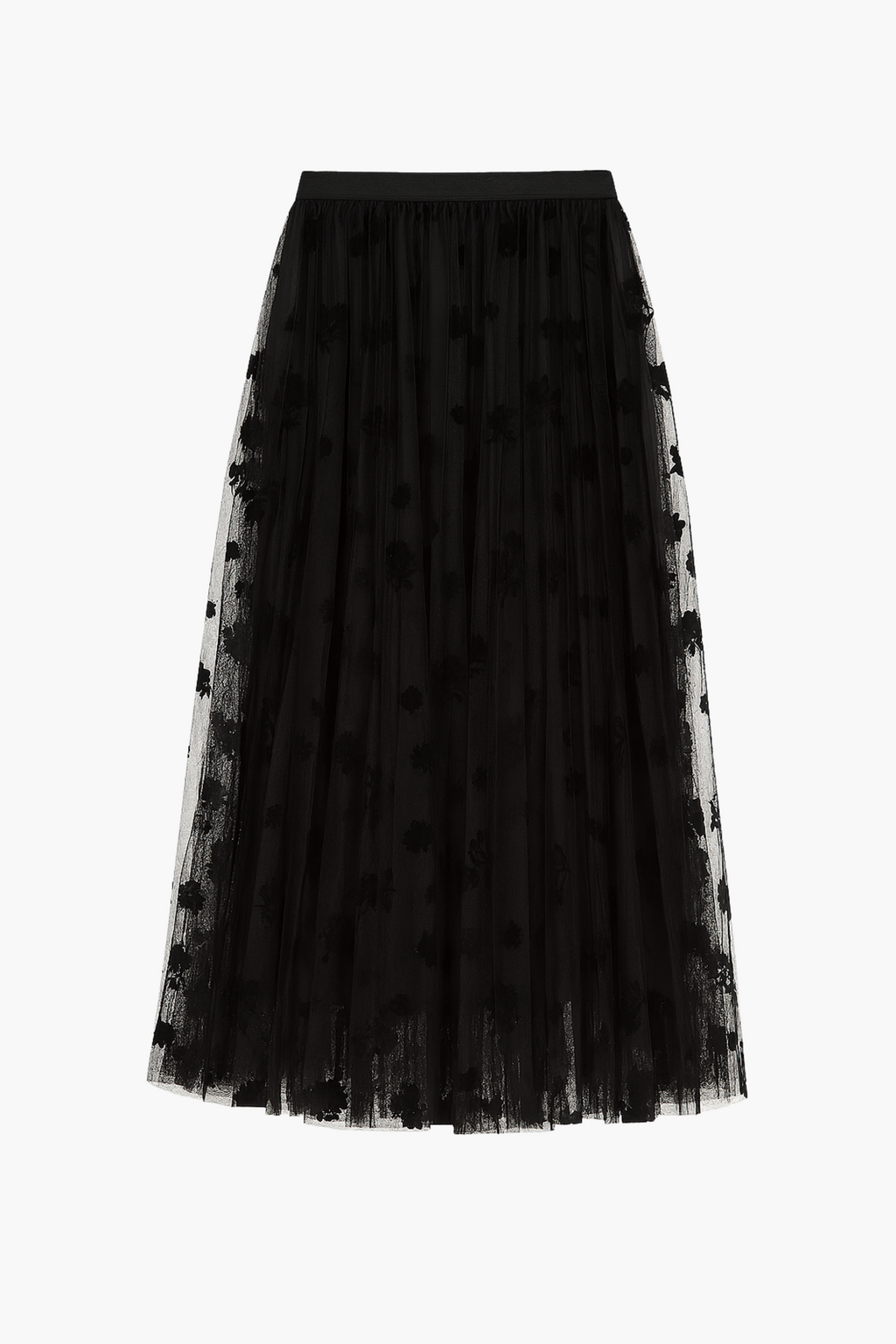 Hayden Floral Mesh Pleated Midi Skirt