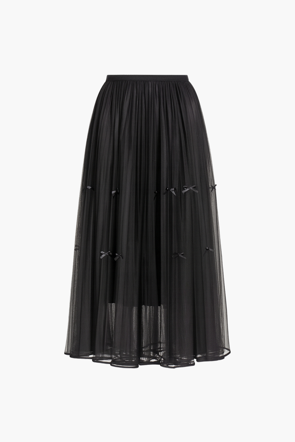 Isabeau Bow Pleated Mesh Maxi Skirt
