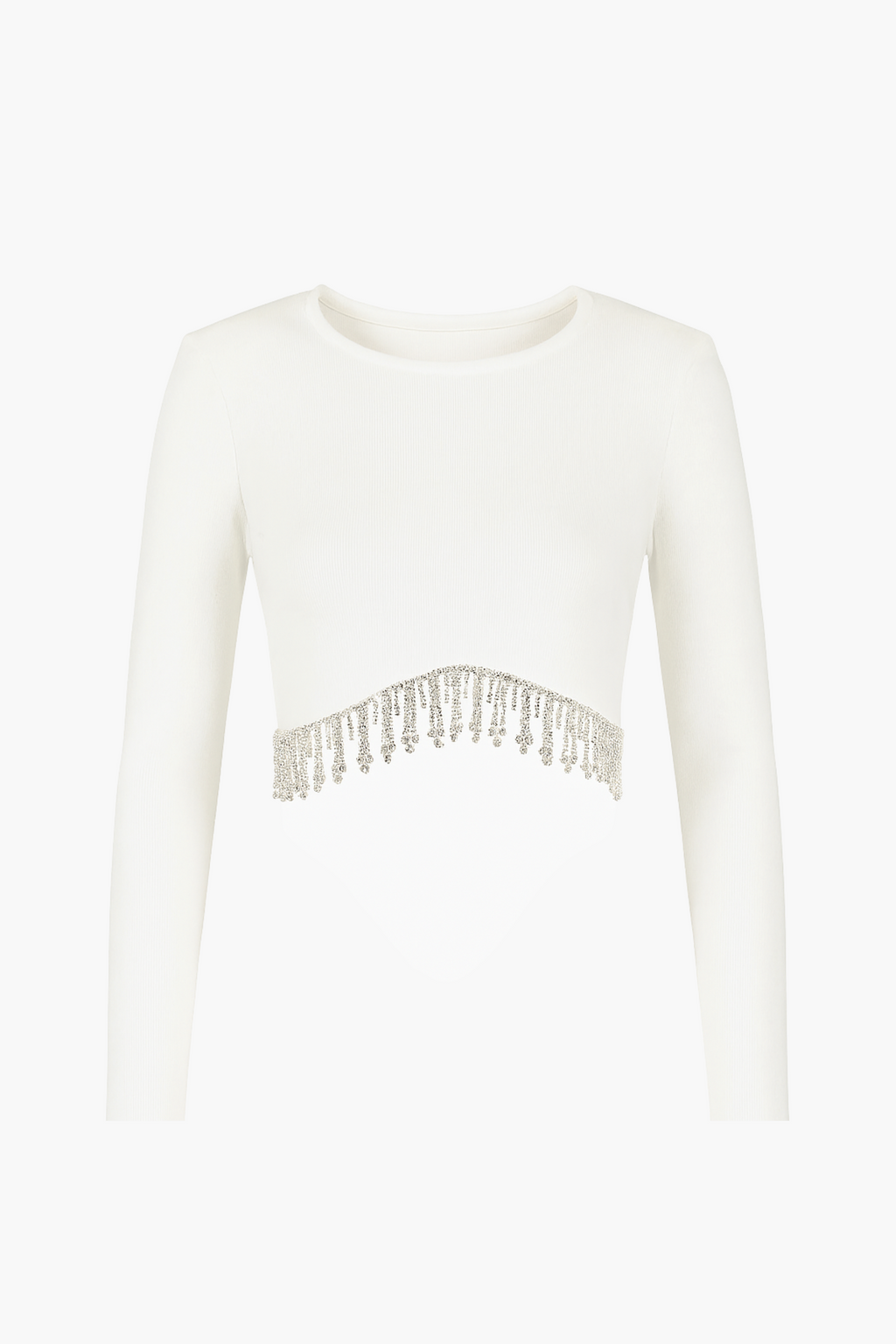 Stasia Rhinestone Fringe Crop Knit Top
