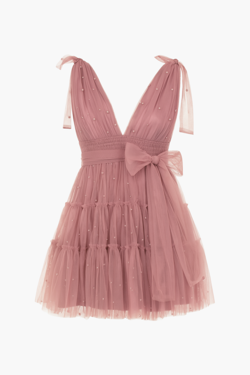 Alba Pearl Embellished Tulle Mini Dress
