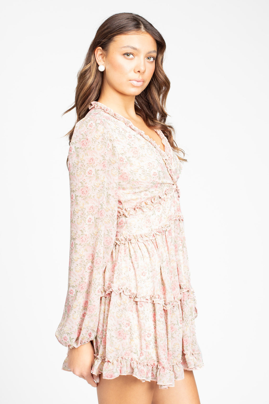 Madison Floral Ruffle Trim Mini Dress