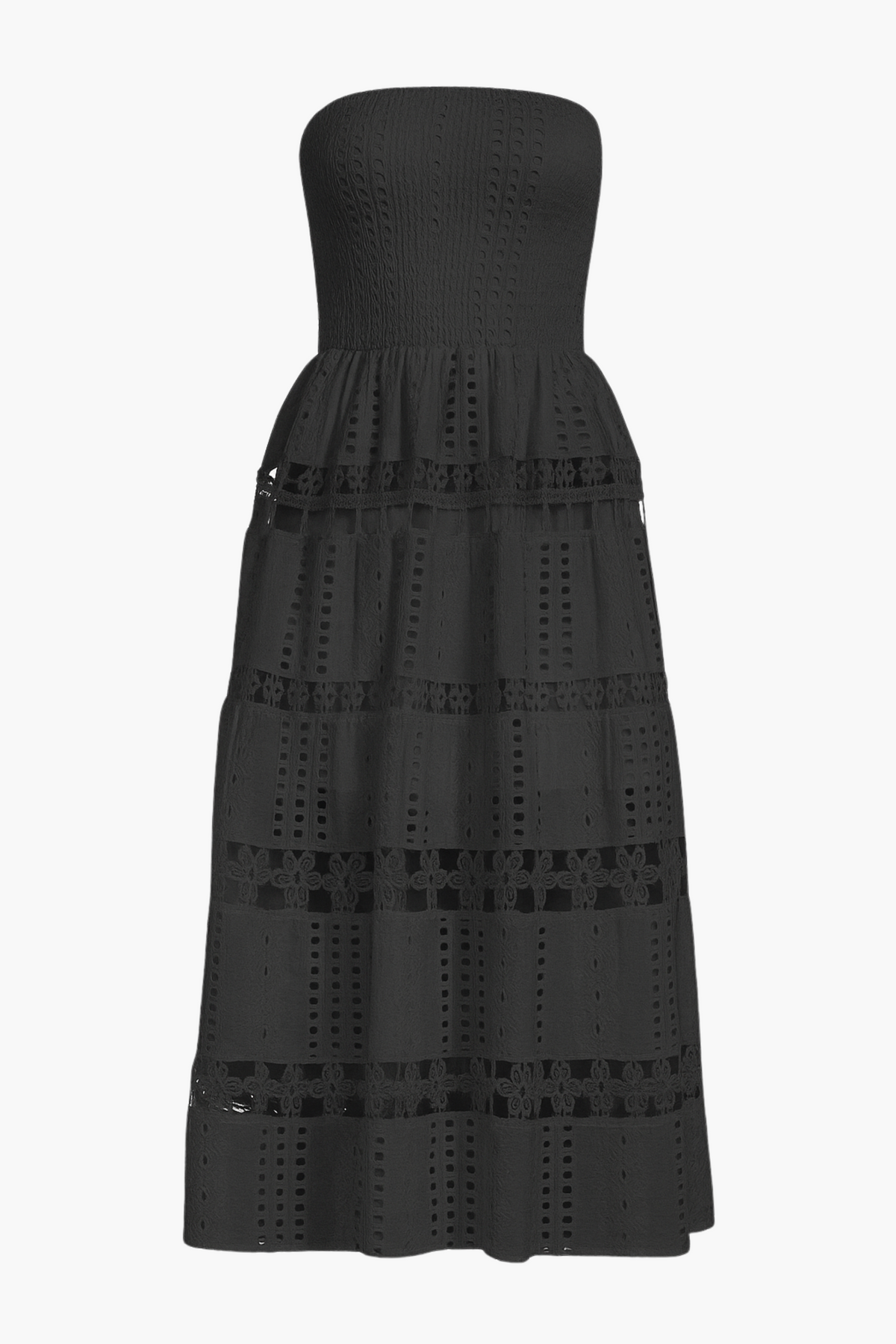 Mia Strapless Eyelet Midi Dress