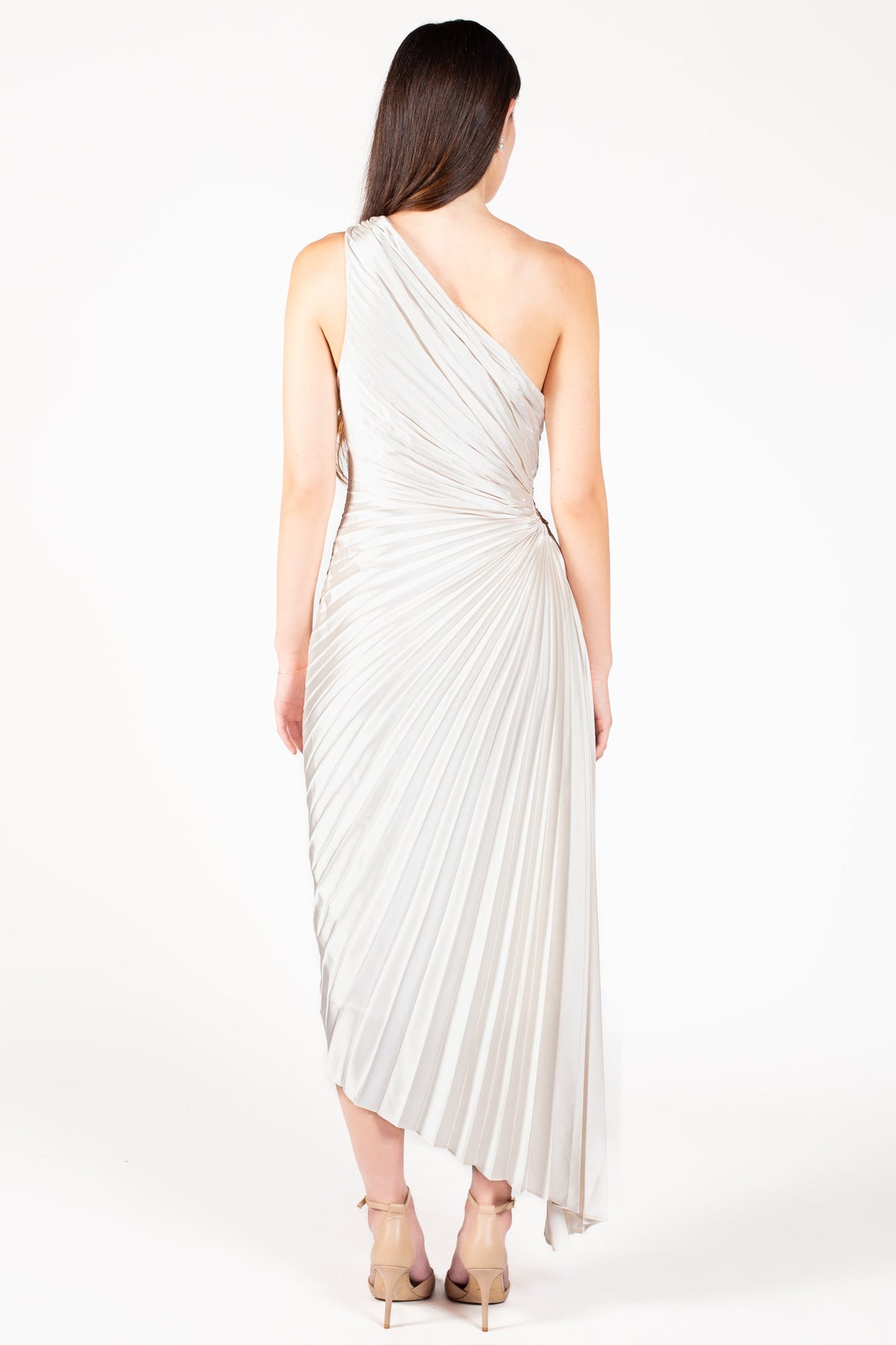 Reagan One Shoulder Pleated Hi Lo Maxi Dress