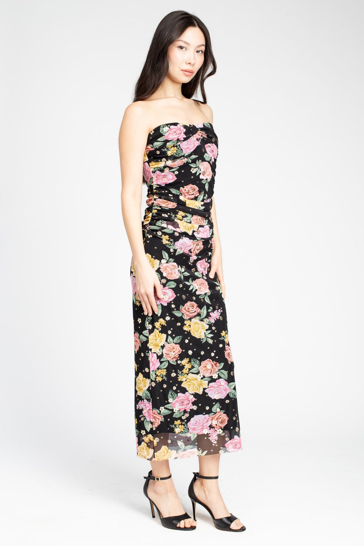 Elise Floral Ruched Maxi Dress