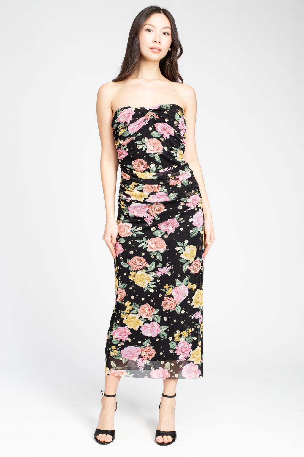 Elise Floral Ruched Maxi Dress