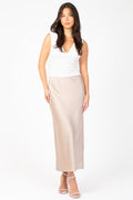 Zaria Satin Slip Midi Skirt