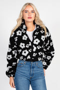 Lila Floral Print Sherpa Jacket