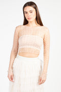 Vanity Pearl Embellished Crop Blouse