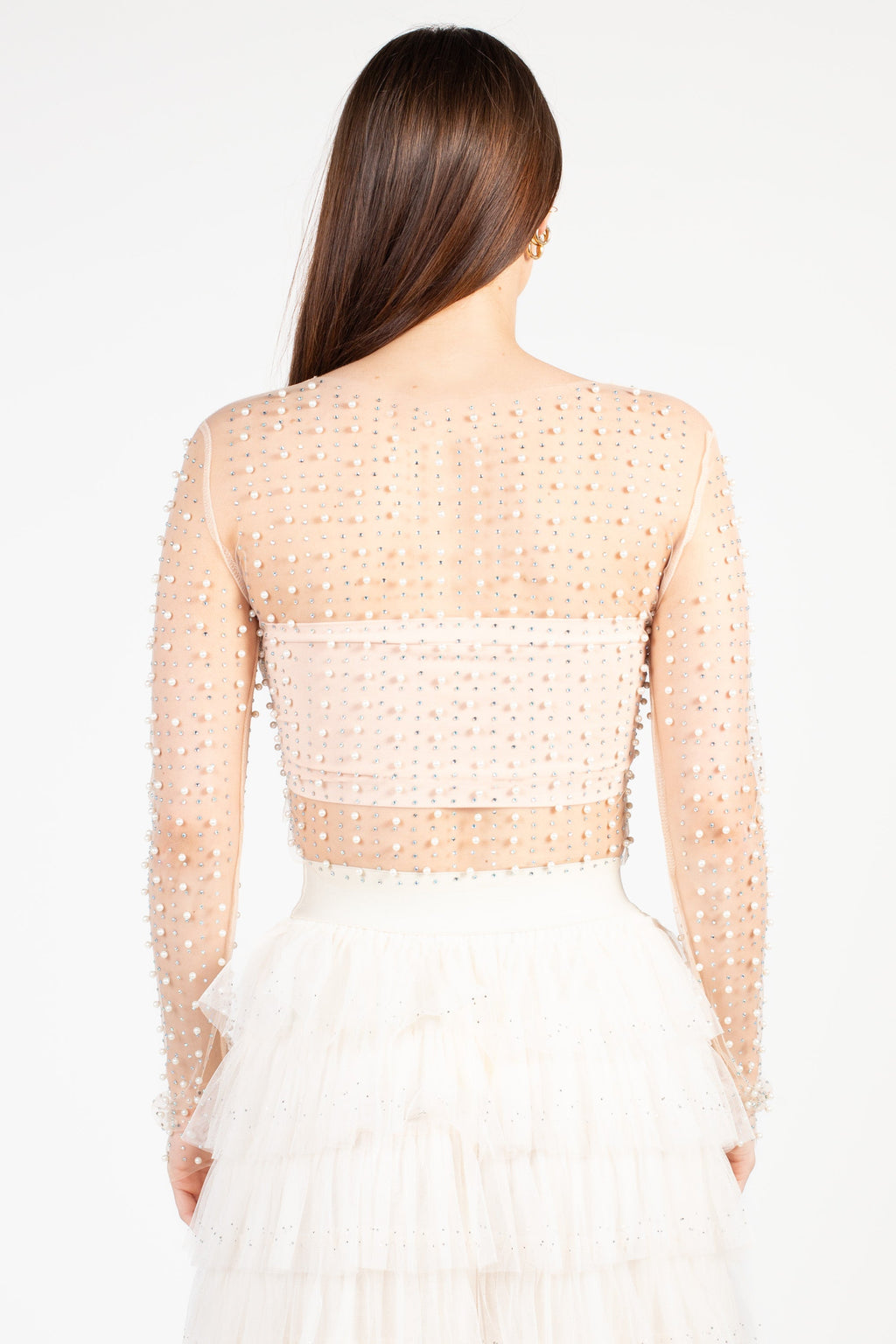 Vanity Pearl Embellished Crop Blouse