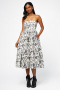 Ophelia Strapless Printed Midi Dress