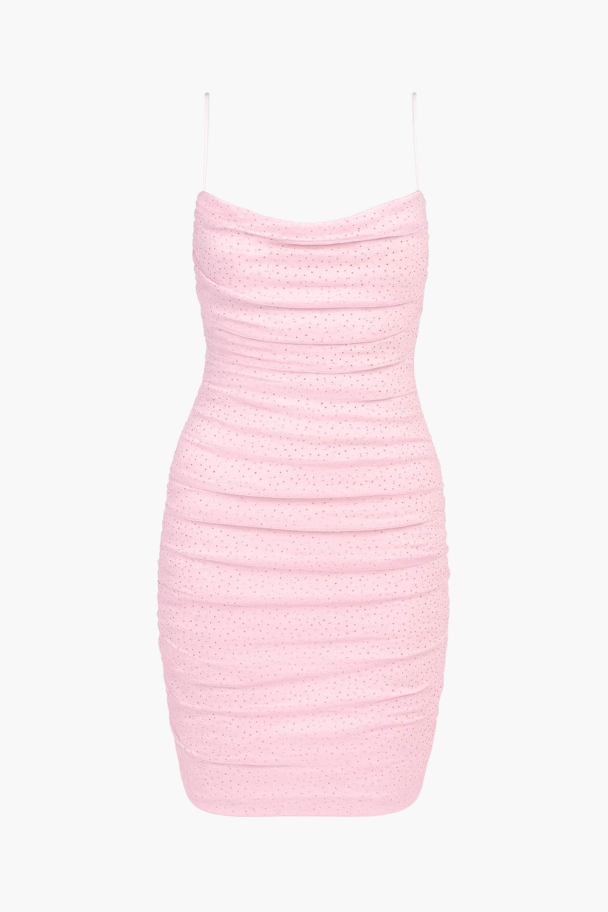 Beata Rhinestone Ruched Mesh Mini Dress