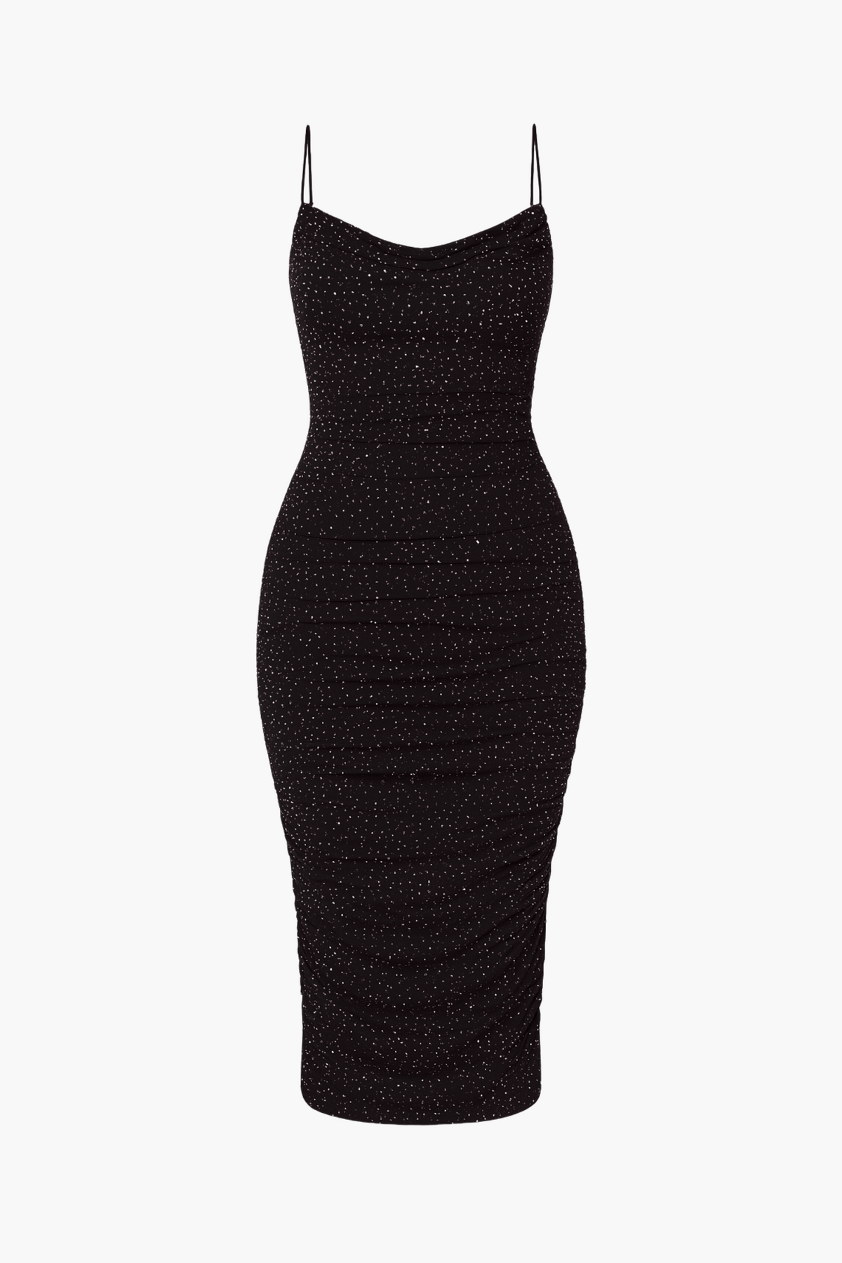 Whitney Rhinestone Ruched Mesh Midi Dress