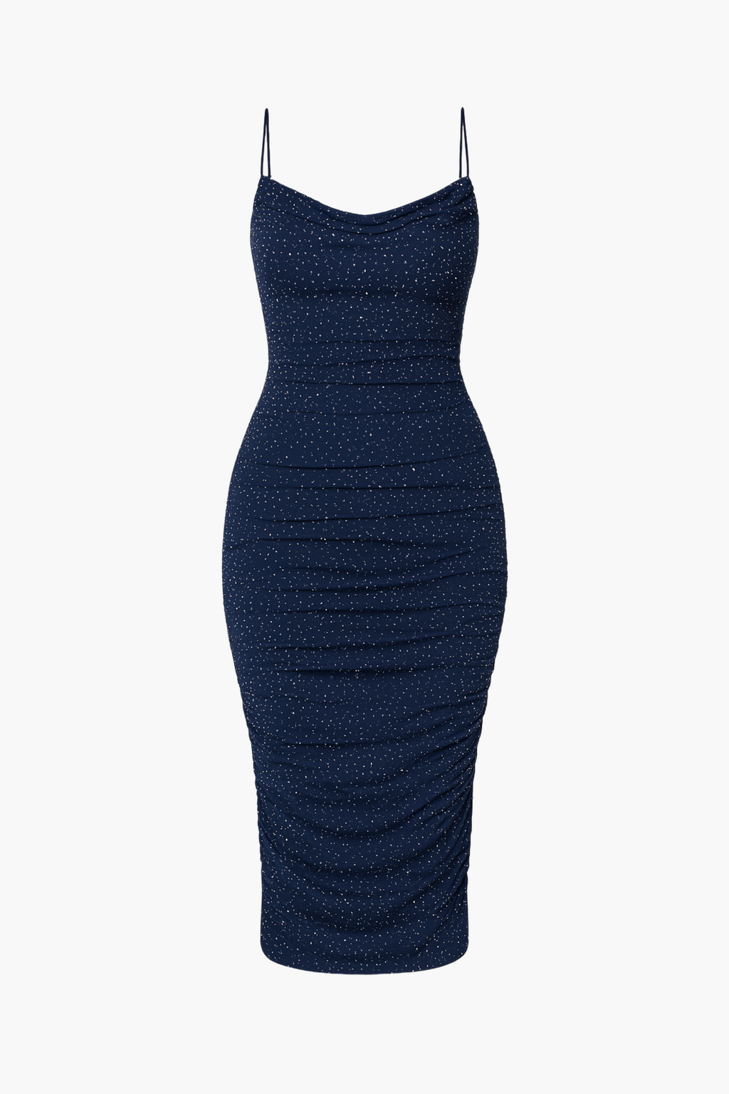 Whitney Rhinestone Ruched Mesh Midi Dress