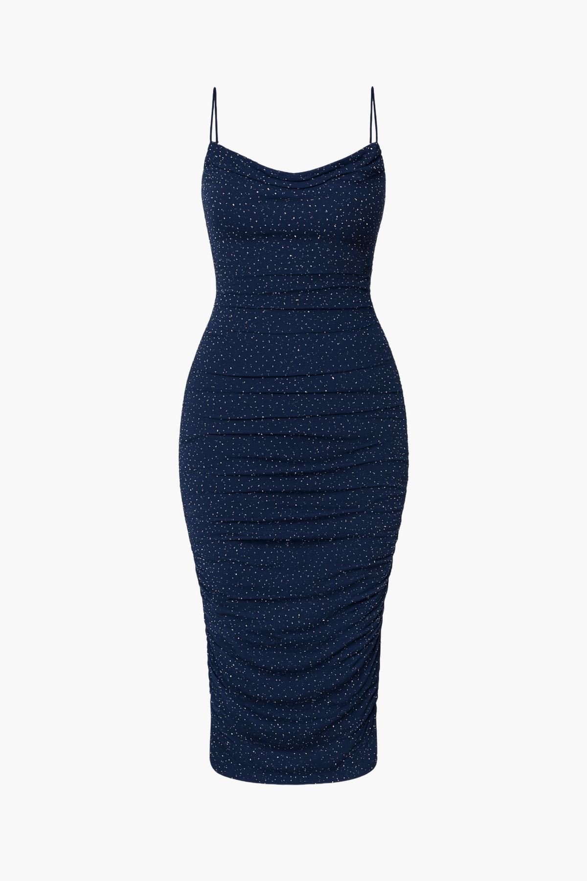 Whitney Rhinestone Ruched Mesh Midi Dress