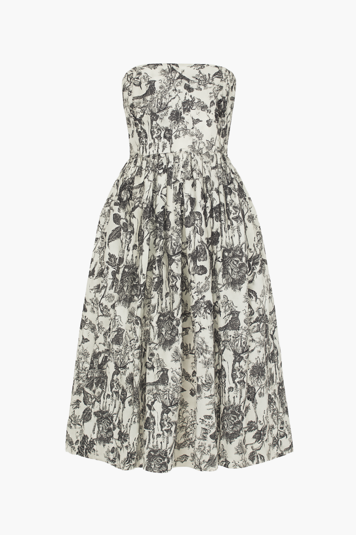 Ophelia Strapless Printed Midi Dress