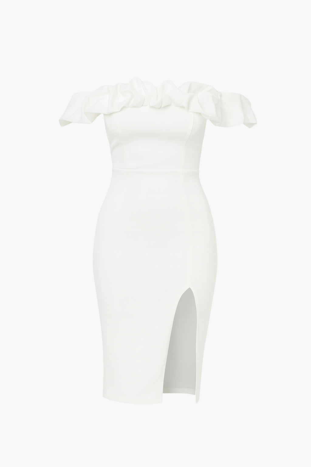 Coralie Off The Shoulder Ruffle Trim Midi Dress