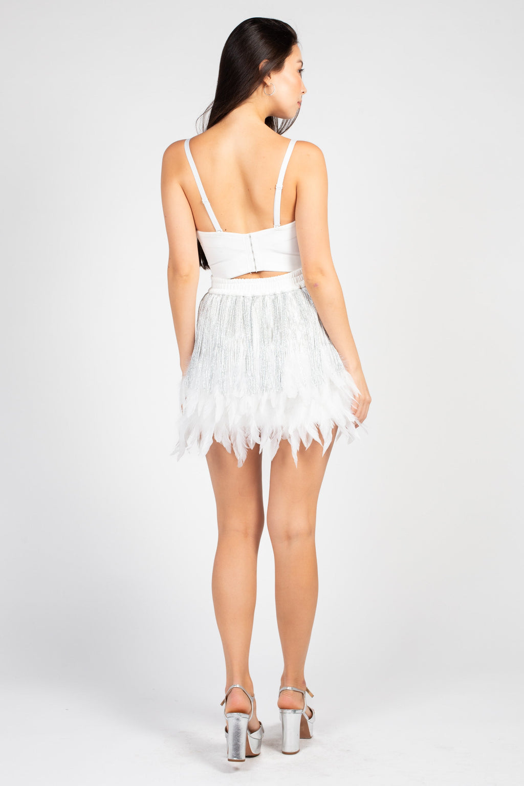 LoveGame Feather Trim Mini Skirt