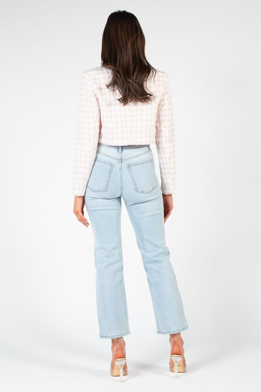 Althea Jewel Button Tweed Crop Blazer