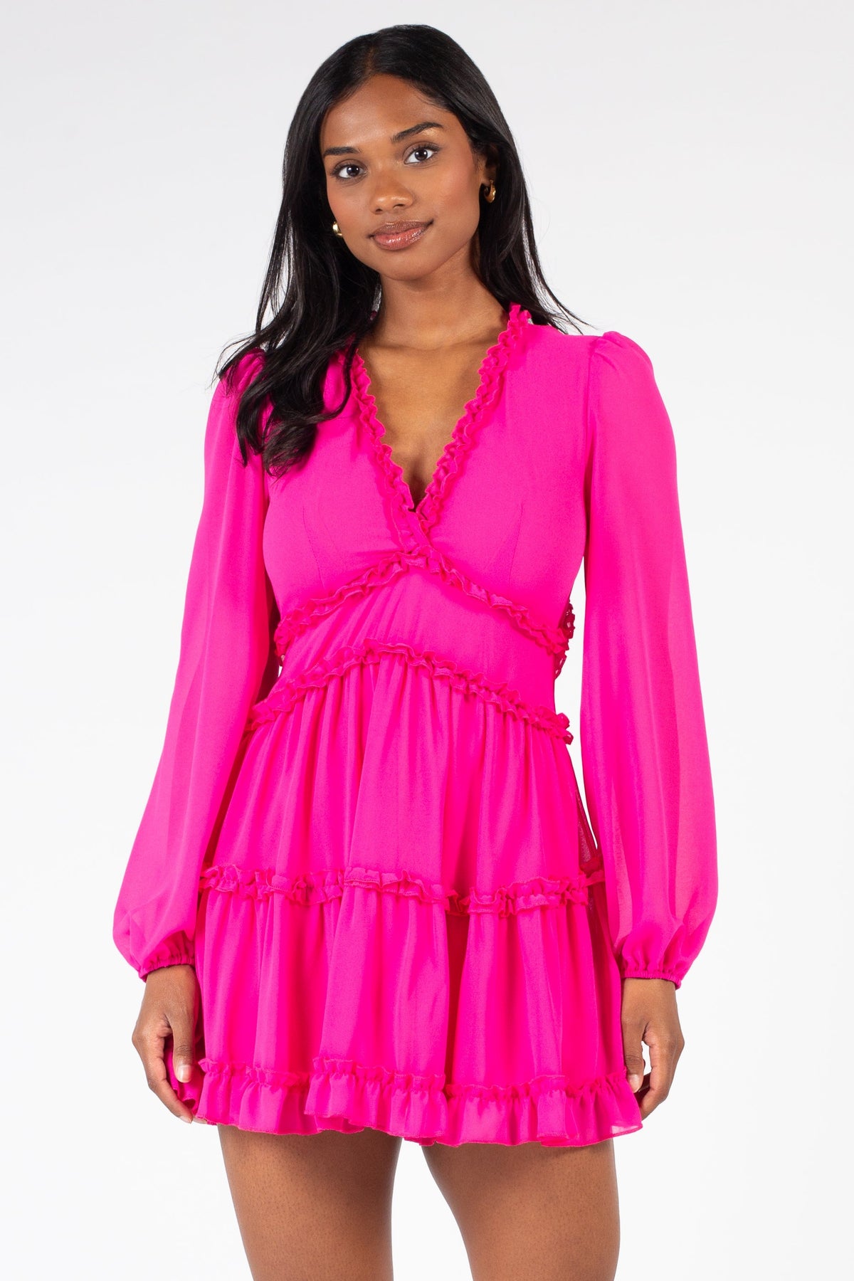 Mackenzie Ruffle Trim Mini Dress