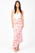 Rosaline Asymmetrical Ruched Floral Skirt