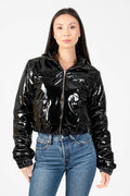 Lola Patent Bomber Puffer Jacket