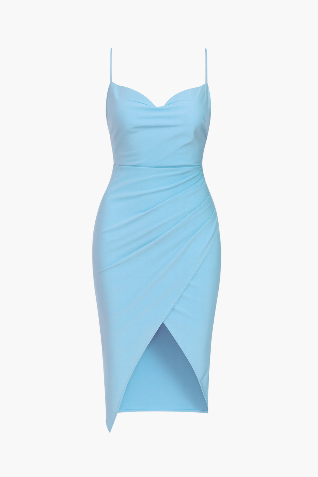 Elle Satin Ruched Tulip Midi Dress