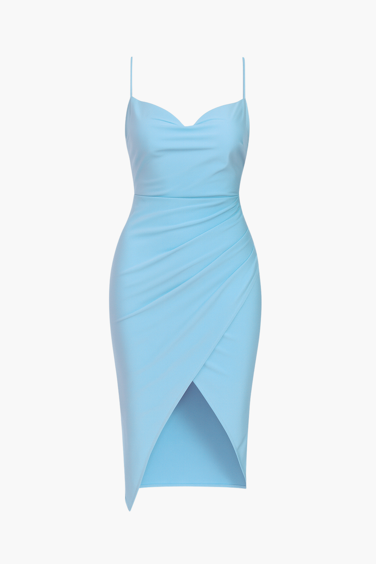 Elle Satin Ruched Tulip Midi Dress