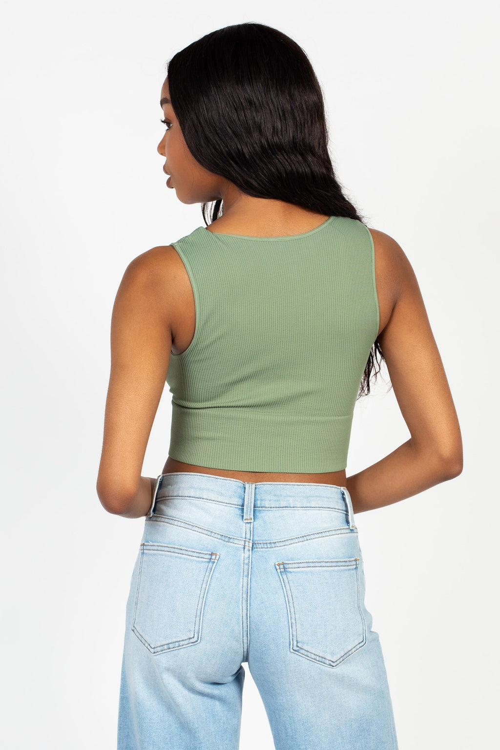 Nikibiki Ribbed Deep V Tank Top