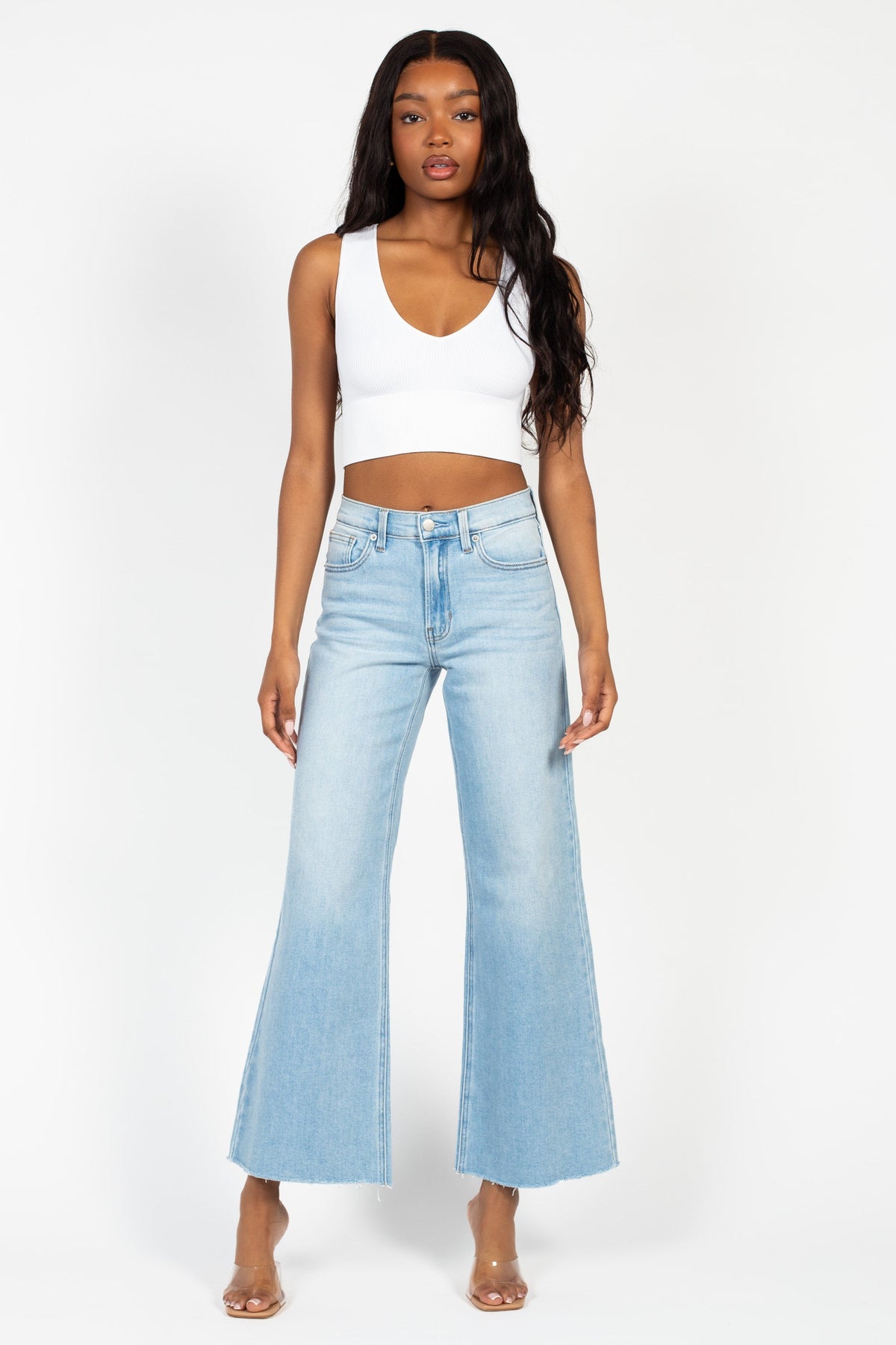 Nikibiki Ribbed Deep V Tank Top