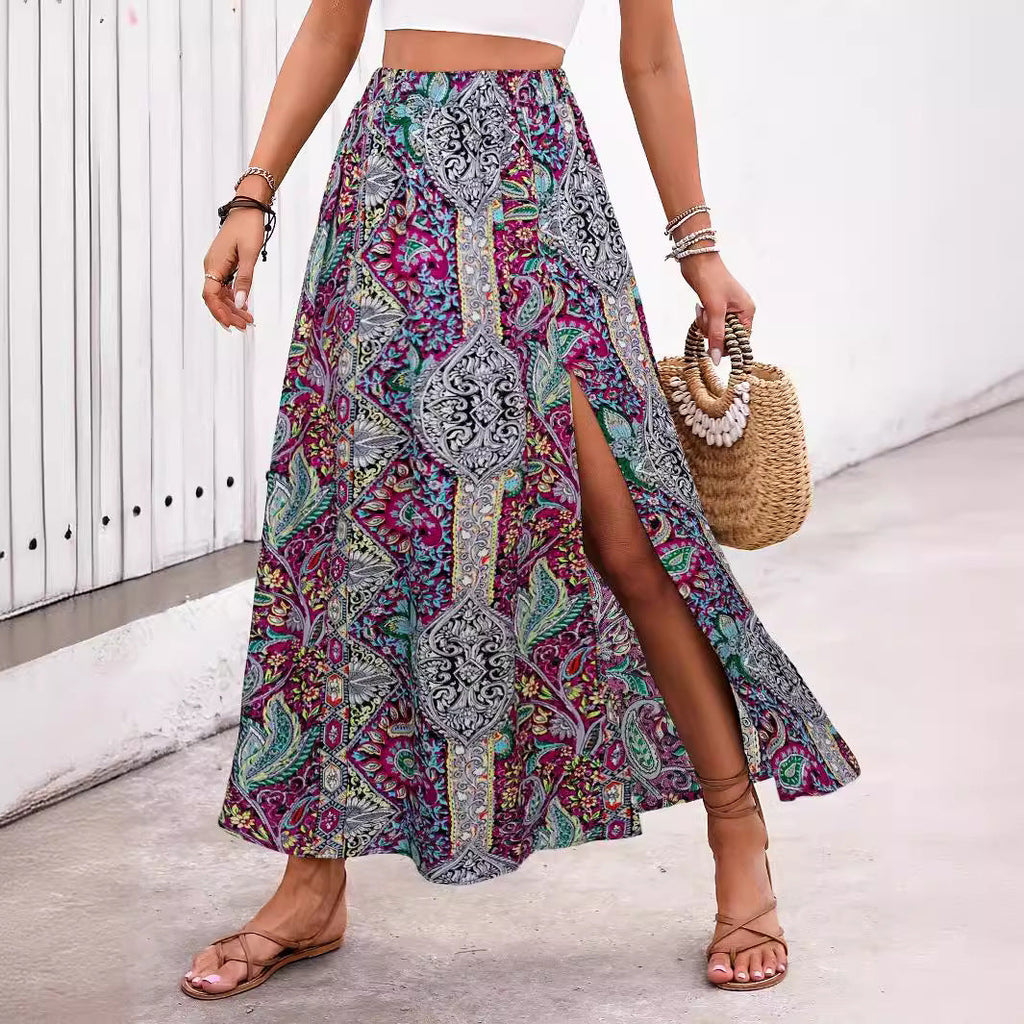 Personalized printed slit a skirt