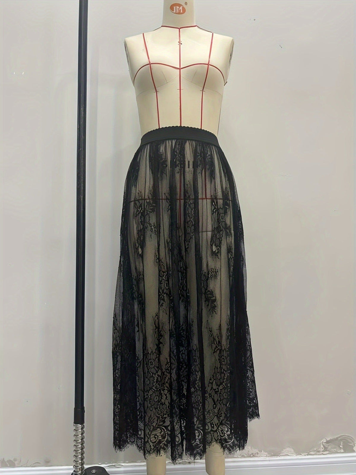 Dark gothic lace see-through skirt long dress