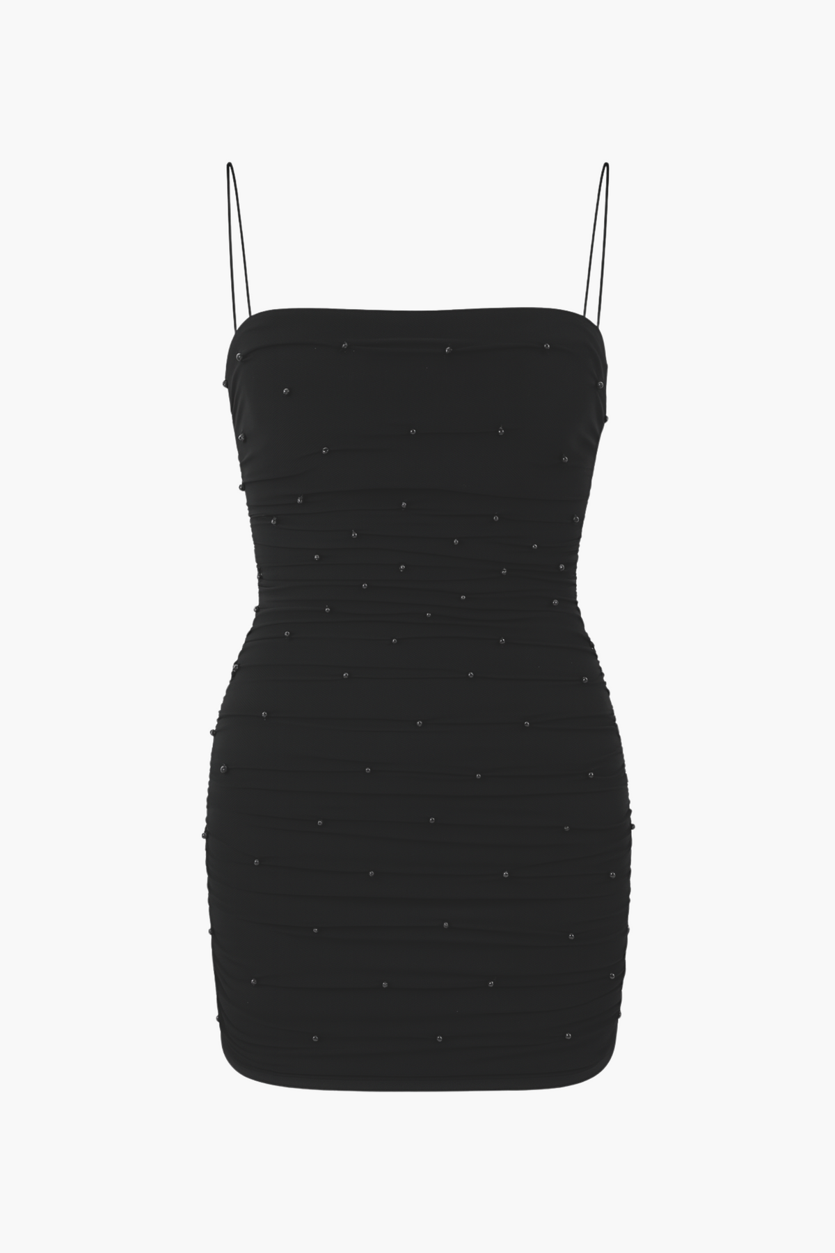 Noel Pearl Mesh Ruched Mini Dress