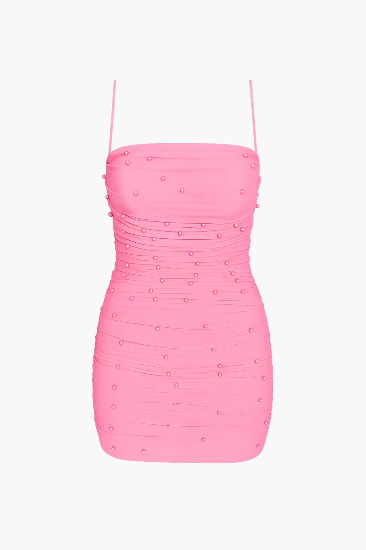 Noel Pearl Mesh Ruched Mini Dress