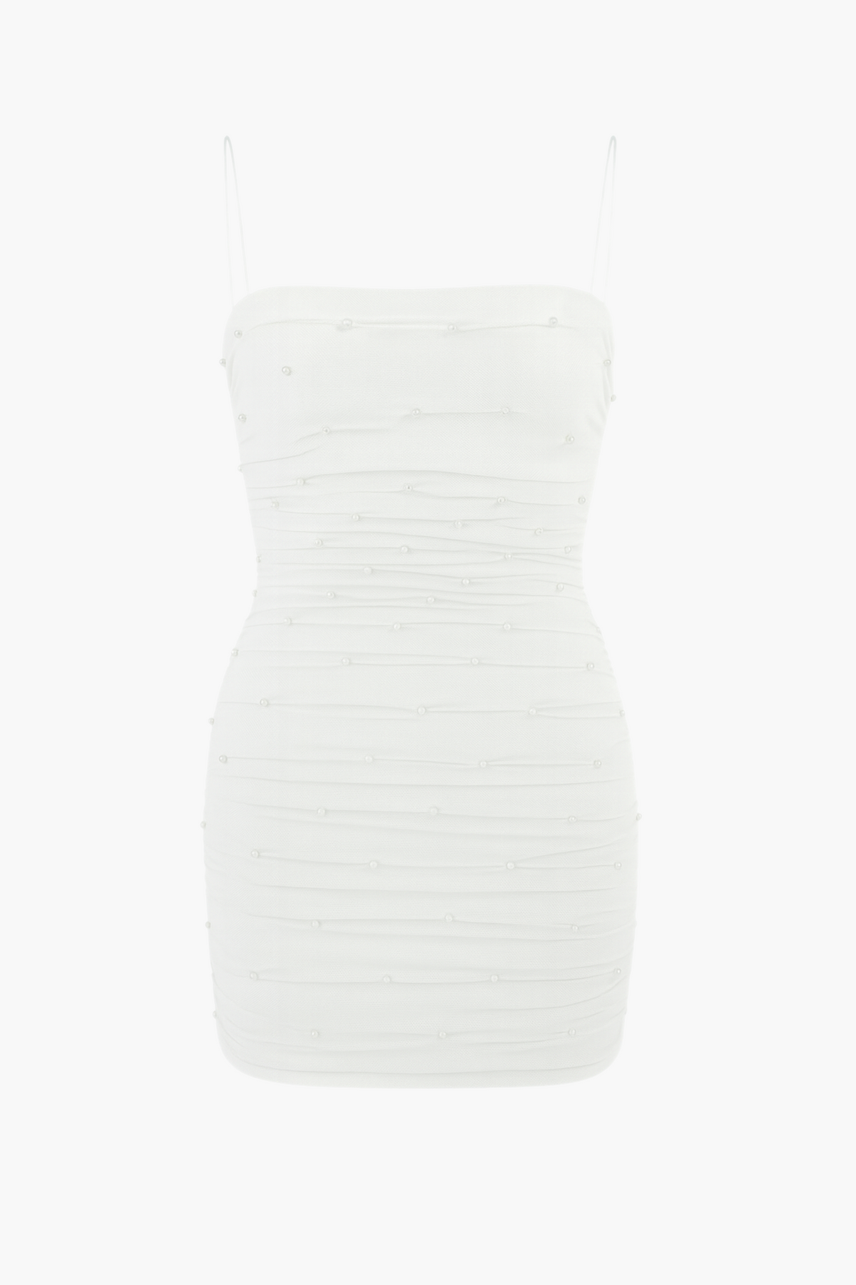 Noel Pearl Mesh Ruched Mini Dress